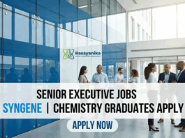 Senior Executive Jobs at Syngene | Chemistry Graduates Apply
