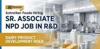 Chemistry Jobs at Schreiber Foods | Sr. Associate NPD Job in Dairy Product Development Role