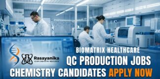 QC Production Jobs at BioMatrix Healthcare | Chemistry Candidates Apply Now