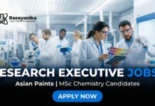 Research Executive – Vendor Development Lab | Analytical Chemistry Career in Navi Mumbai Research Executive Jobs at Asian Paints | MSc Chemistry Jobs