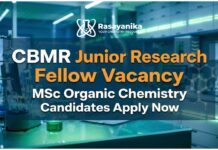 CBMR JRF Jobs Vacancy |  MSc Organic Chemistry Jobs