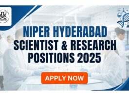 NIPER Hyderabad Recruitment | Multiple Research Position Vacancies 2025
