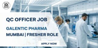 Freshers Chemistry Jobs at Galentic Pharma | QC Officer Job  