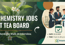 Govt Walk-In Interview at TEA BOARD INDIA | MSc Chemistry Graduates Apply Now Chemistry Jobs at Tea Board | Attend the Walk-In Interview