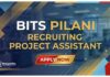 BITS Pilani Careers: Project Assistant Job | MSc Chemistry Graduate Apply Now