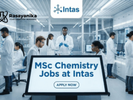 MSc Chemistry Jobs at Intas | Apply Now For The Role