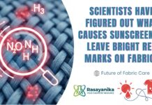 Scientists have figured out what causes sunscreen to leave bright red marks on fabrics