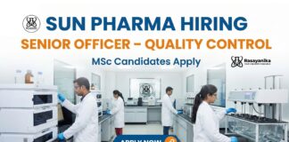 Quality Control Officer Jobs at Sun Pharma | MSc Chemistry Jobs