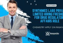 Synthimed Labs Private Limited Hiring Freshers For Drug Regulatory Affairs Role – Chemistry Apply on Rasayanika Freshers Chemistry DRA Jobs at Synthimed Labs Private Limited