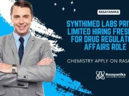 Freshers Chemistry DRA Jobs at Synthimed Labs Private Limited