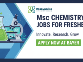 MSc Chemistry Jobs for Freshers | Apply Now at Bayer