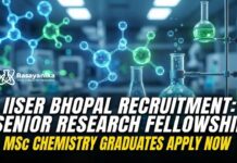 MSc Chemistry Jobs at IISER Bhopal | Apply Now IISER Bhopal Recruitment: Senior Research Fellowship | MSc Chemistry Graduates Apply Now
