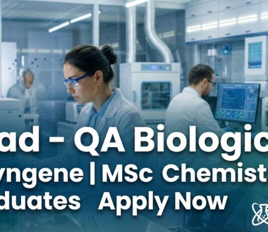 MSc Chemistry Jobs: Head – QA Biologics at Syngene Syngene Careers: QA Jobs in Bangalore | MSc Chemistry Graduates Apply Now