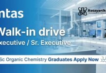 Intas Virtual Walk In Drive | MSc Organic Chemistry Graduates Apply now Executive Job at Intas Attend the Walk-In Interview