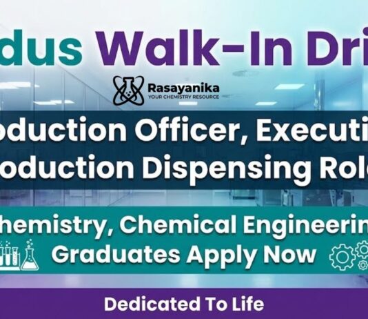 Walk-In Interview at Zydus Lifesciences for Chemistry & Chemical Engineering Jobs 