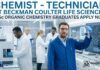 Chemistry Jobs at Beckman Coulter | Apply Now for Chemist Role Chemist Technician at Beckman | Organic Chemistry Graduates Apply Now