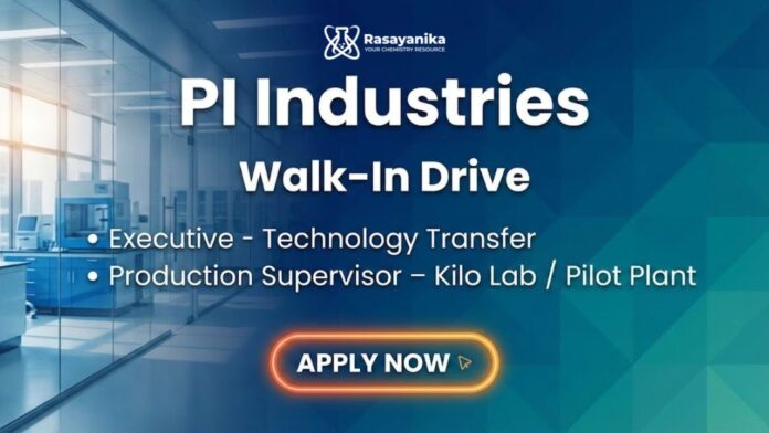 MSc Chemistry Jobs PI Industry | Attend the Walk-in Interview MSc Chemistry Jobs PI Industry | Attend the Walk-in Interview
