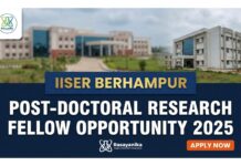 Post-Doctoral Research Fellow at IISER Berhampur | Chemistry Candidates Apply 