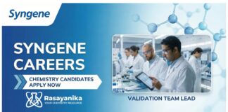 Syngene Careers | Chemistry Candidates Apply Now  for Validation Team Lead