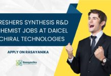 Freshers MSc Organic Chem Jobs at Daicel Chiral Technologies, Apply on Rasayanika