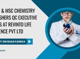 Chemistry Freshers QC Executive Jobs at Revinto Life Science Pvt Ltd, Apply on Rasayanika