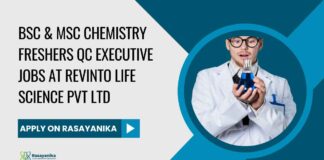 Chemistry Freshers QC Executive Jobs at Revinto Life Science Pvt Ltd, Apply on Rasayanika