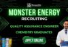 Quality Assurance Engineer Job at Monster Energy | BSc Chemistry Graduates Apply Now