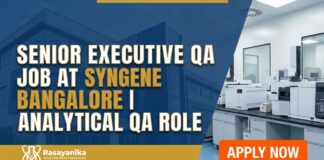 Executive Jobs at Syngene | MSc Analytical Chemistry Jobs 