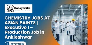 Chemistry Jobs at Asian Paints | Executive I – Production Job in Ankleshwar
