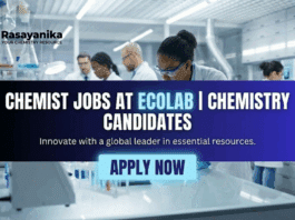 Chemist Jobs at EcoLab |Chemistry Graduates Apply Now