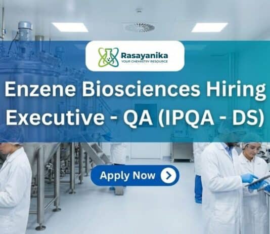 Executive QA Jobs at Enzene Biosciences | MSc Chemistry Graduates Apply Now