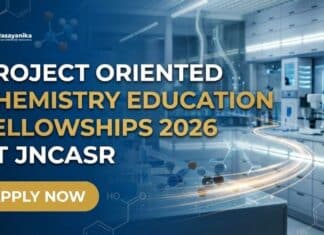 JNCASR POCE-2026 | Project Oriented Chemistry Education (POCE)-2026 With Fellowship | Applications Invited JNCASR Recruitment: POCE Research Fellowship | Apply Now