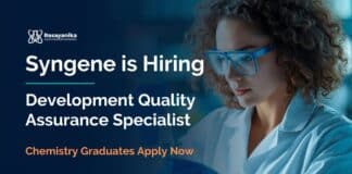 Syngene Careers: Quality Assurance Specialist | MSc Chemistry Graduates Apply Now