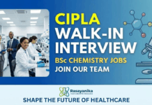 Cipla Walk-In Interview 2026 for BSc Chemistry Jobs BSc Chemistry Jobs at Cipla | Attend the Walk-In Interview