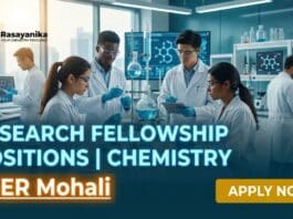 Research Fellowships at IISER Mohali | Chemistry Grads Apply