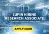Lupin Careers: Research Associate Job | Apply now
