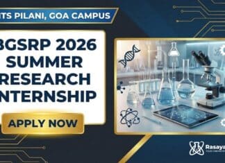 BITS Pilani Goa Summer Research Program (BGSRP) | Chemistry Apply Now BITS Pilani Internship | Summer Research Internship | Apply Now