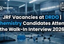 DRDO Jodhpur Walk-In Interview for JRF 2026 | Chemistry Attend Walk-In JRF Vacancies at Defence Laboratory Jodhpur | DRDO Walk-In Interview 2026