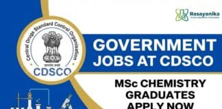 Government Job at CDSCO | Chemical Science Graduates Apply Now Latest CDSCO Recruitment at RDTL Guwahati | Apply Now for Government Job