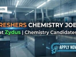 Freshers Chemistry Jobs at Zydus | Chemistry Candidates Apply Now