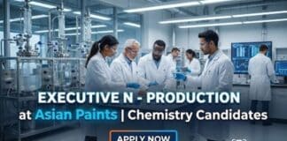 Executive Production Jobs at Asian Paints MSc Chemistry Roles