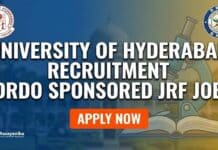 DRDO Sponsored JRF Govt Job 2026 at University of Hyderabad for MSc Chemistry – Apply Now University of Hyderabad Recruitment: DRDO Sponsored JRF Job