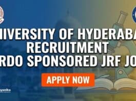 University of Hyderabad Recruitment: DRDO Sponsored JRF Job