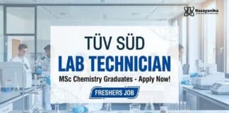 TUV SUD Hiring Freshers MSc Chemistry Graduates | Apply Now TUV SUD Careers: Lab Technician Fresher Job | Apply Now