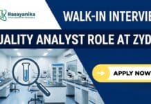 Zydus Lifesciences Walk-In | QC Job & QA Job Openings Chemistry Career Opportunity | QC Analyst at Zydus Lifesciences | Walk-In Drive