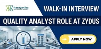 Zydus Lifesciences Walk-In | QC Job & QA Job Openings Chemistry Career Opportunity | QC Analyst at Zydus Lifesciences | Walk-In Drive