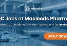 QC Jobs at Macleods Pharma | Chemistry Candidates Apply Now
