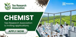 Government Job at Tea Research Association | Apply For Chemist Post Chemist Job TOKLAI Kolkata | Government Job Vacancy | MSc Chemistry Graduates Apply Now