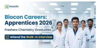 Biocon Careers: Chemistry Apprentices 2026 | Freshers Chemistry Graduates Apply now