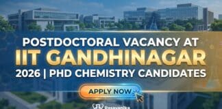 Postdoctoral Vacancy at IIT Gandhinagar 2026 | PhD Chemistry Candidates Apply Now